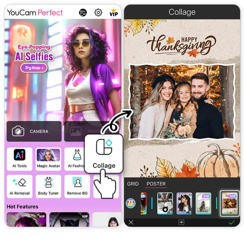 Thanksgiving photo collage in app
