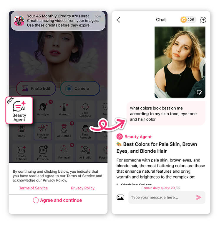Try personal color analysis with YouCam Makeup Beauty Agent