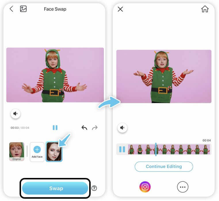 Try Elf Yourself Video using Video Face Swap Feature