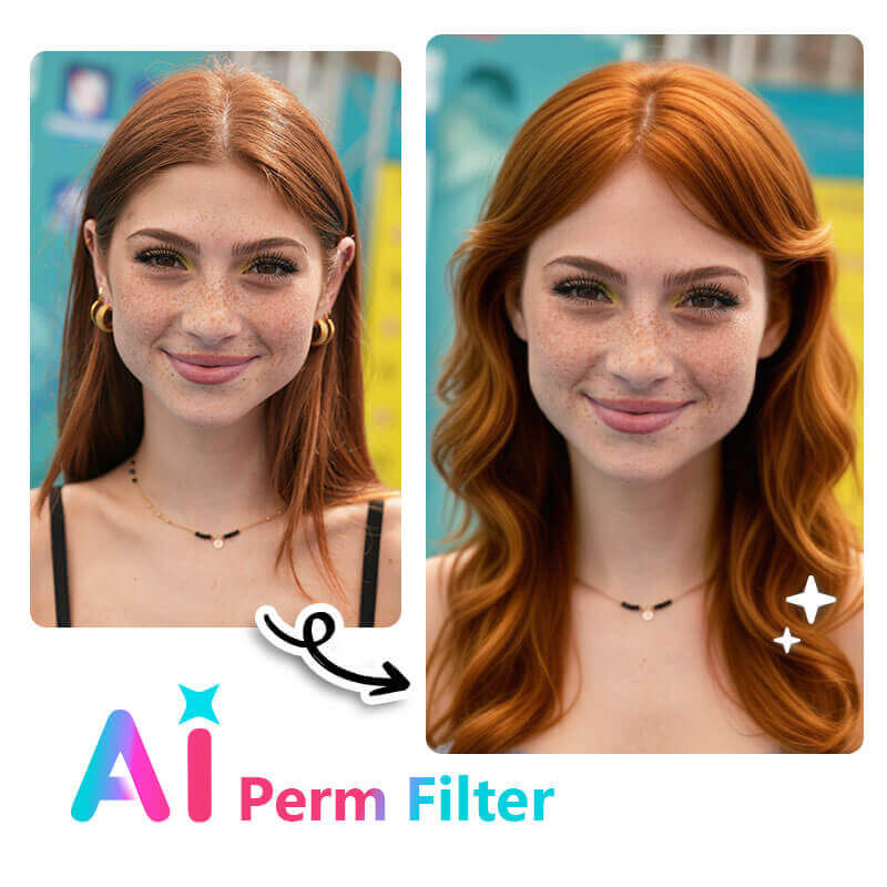 Picture with Curly Hair Filter Perm Filter: Try On Curtain Wavy Filter on YouCam Perfect for Free