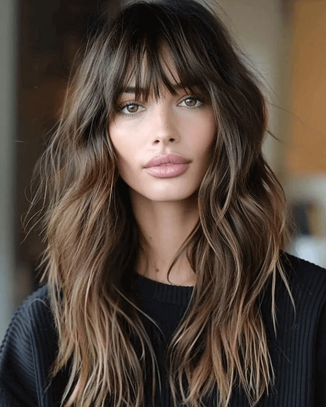 Tagli di Capelli per Visi Ovali: Capelli Lunghi a Strati e Frangetta Burkin Tagli di Capelli per Visi Ovali: Capelli Lunghi a Strati e Frangetta Burkin