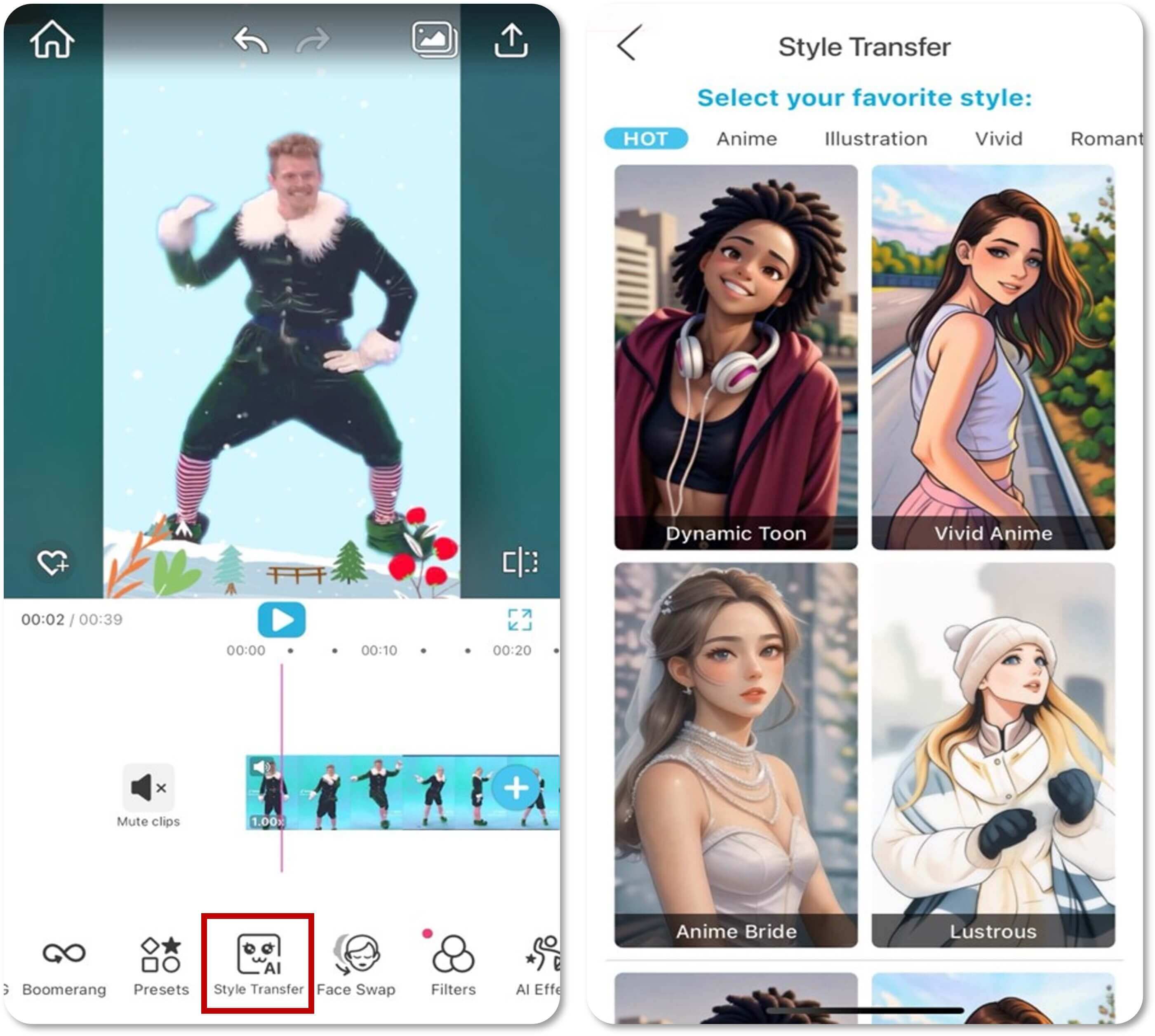 Try Christmas Video Style Transfer in Your Elf Video