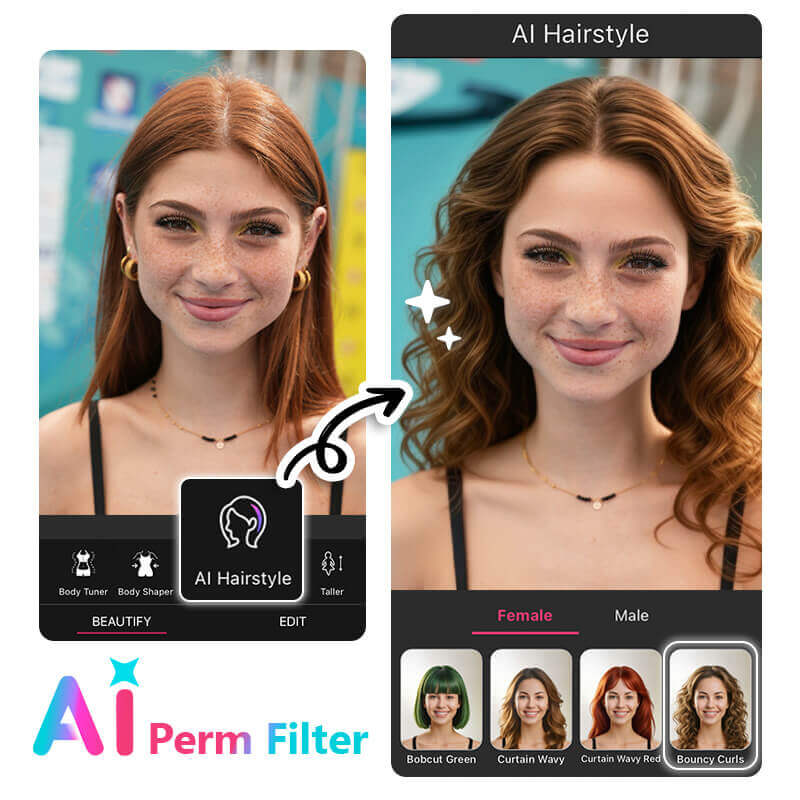 Apply Perm Filters to Make Your Hair Look Wavy See How You'd Look with Perm Filter for Female on YouCam Perfect