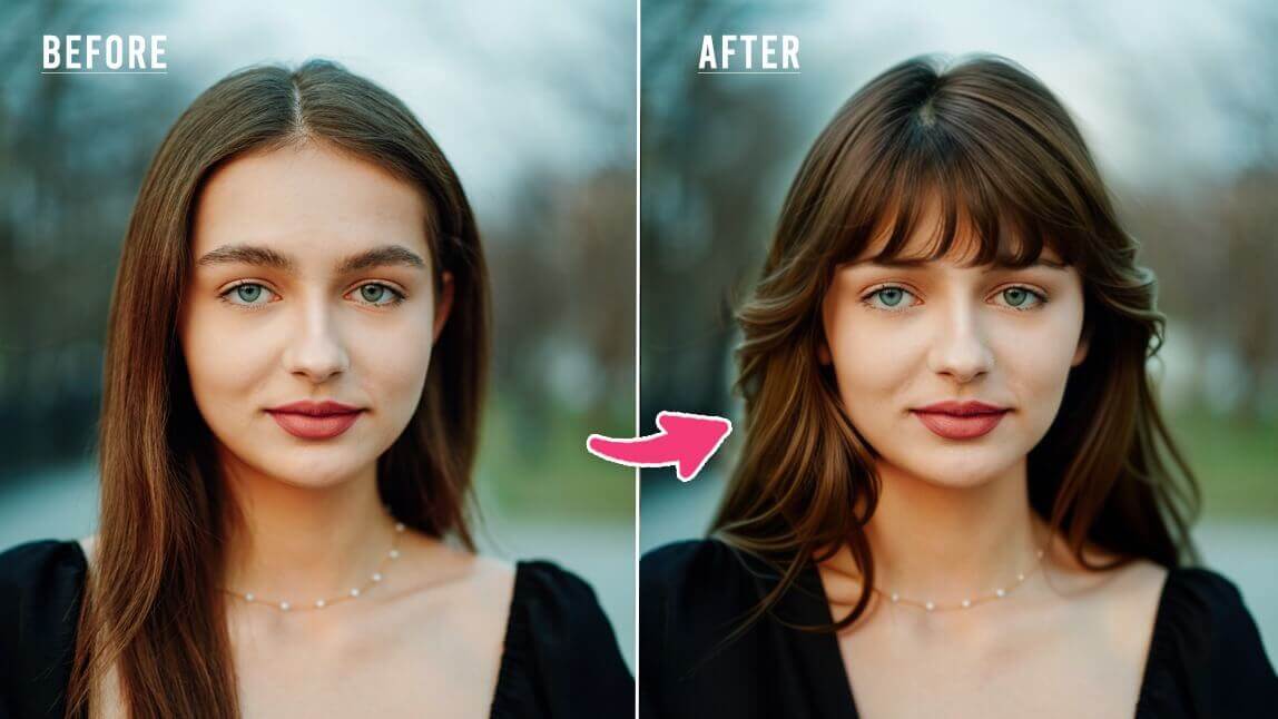 Application simulateur frange gratuit IA : +10 filtres franges réalistes