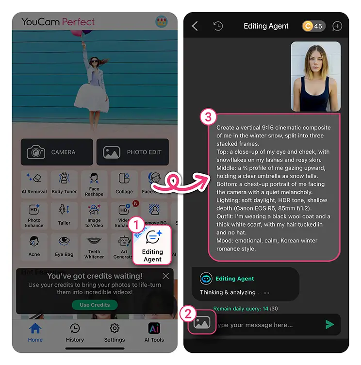 Overlay falling snow animation effects on photos using a snow photo editor