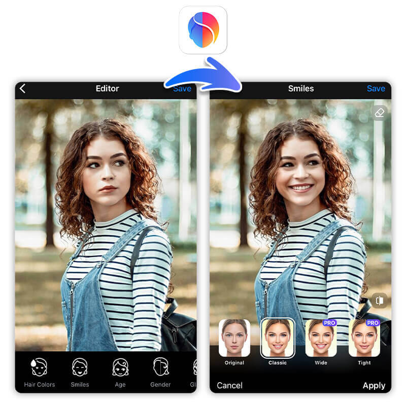 adicione filtros de sorriso nas suas fotos FaceApp, um aplicativo com vários filtros de sorriso para fotos.