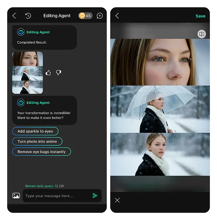 Overlay falling snow animation effects on photos using a snow photo editor