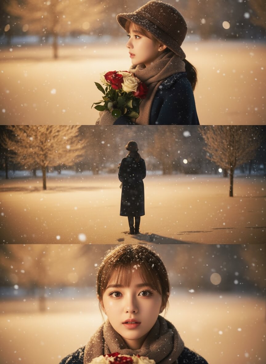 日落時分的雪景照片 meitu ai 雪景 ai 指令-雪景ai怎麼用-雪地下雪照