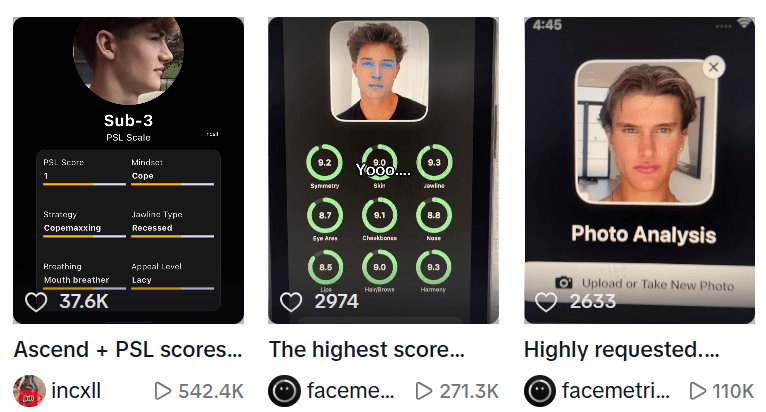 PSL face rating filter on TikTok