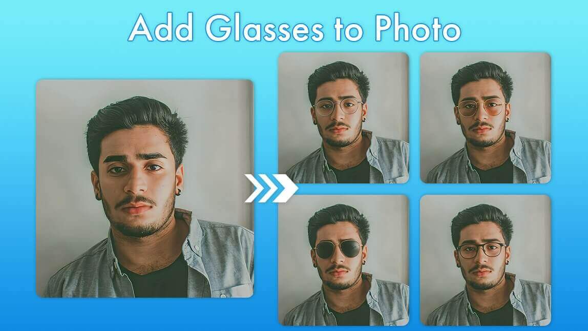 Ajouter lunettes sur photo en ligne via application pour essayer des lunettes IA