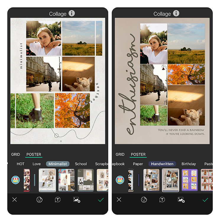YouCam Perfect offers dozens of aesthetic options for Instagram Story collages.