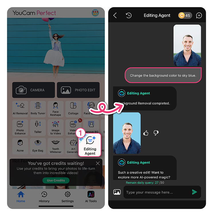 Try AI-powered Editing Agent to quickly change Instagram Story background color.