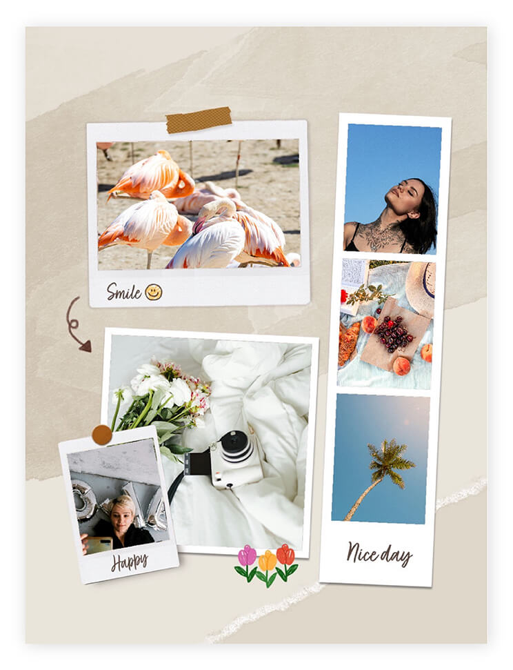 Experiment with different themes, layouts and more to create eye-catching collages. 