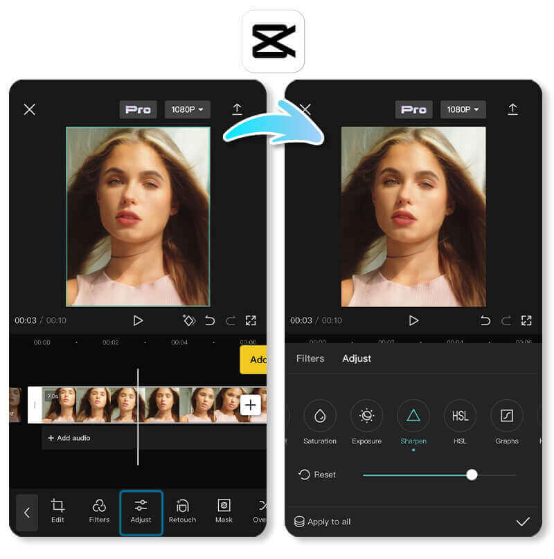 Try CapCut's unblur feature