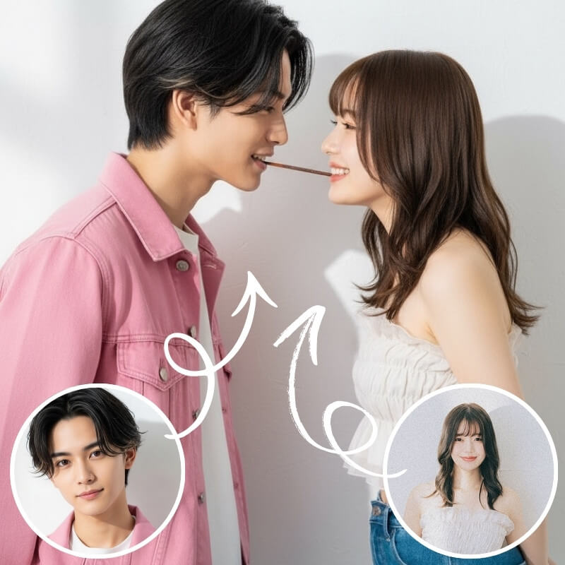 推しとポッキーゲームしている様子