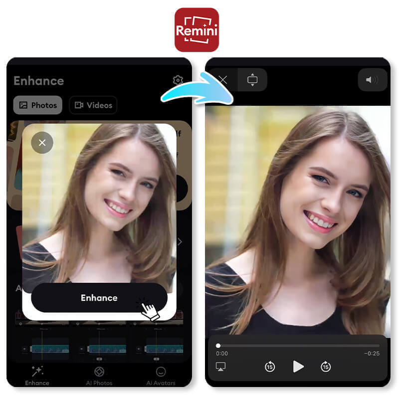 Try the Remini app for unblurring your videos