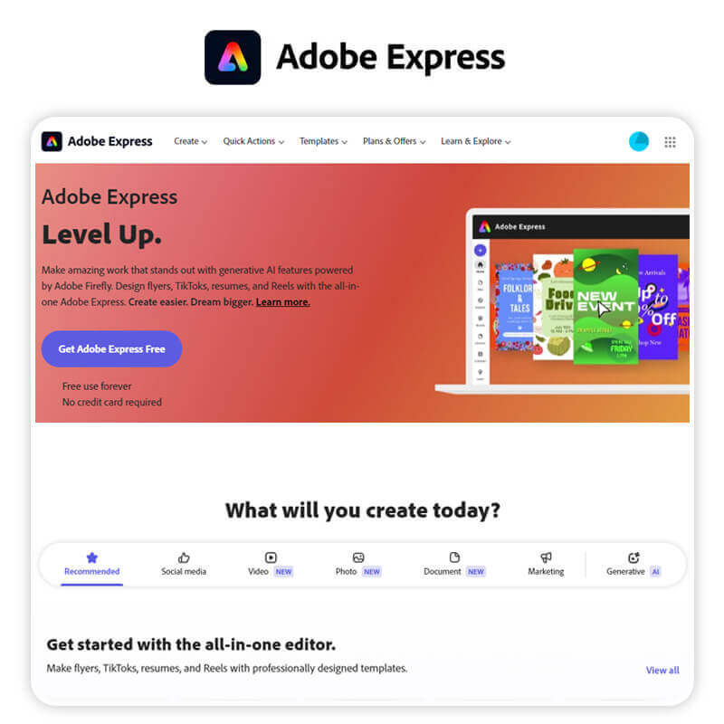 Meilleur logiciel retouche photo : Adobe Express