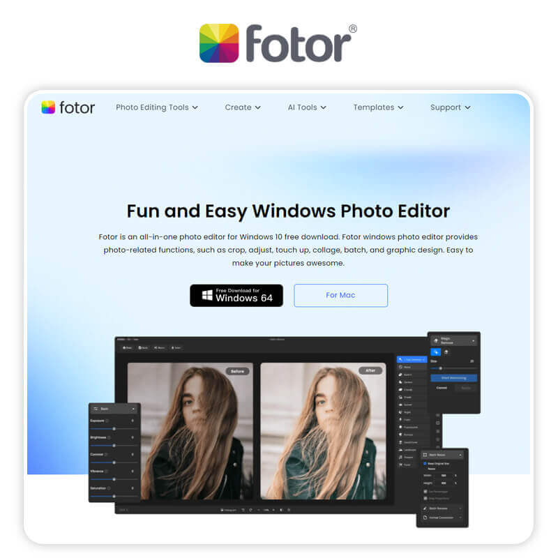 Meilleur logiciel retouche photo : FOTOR