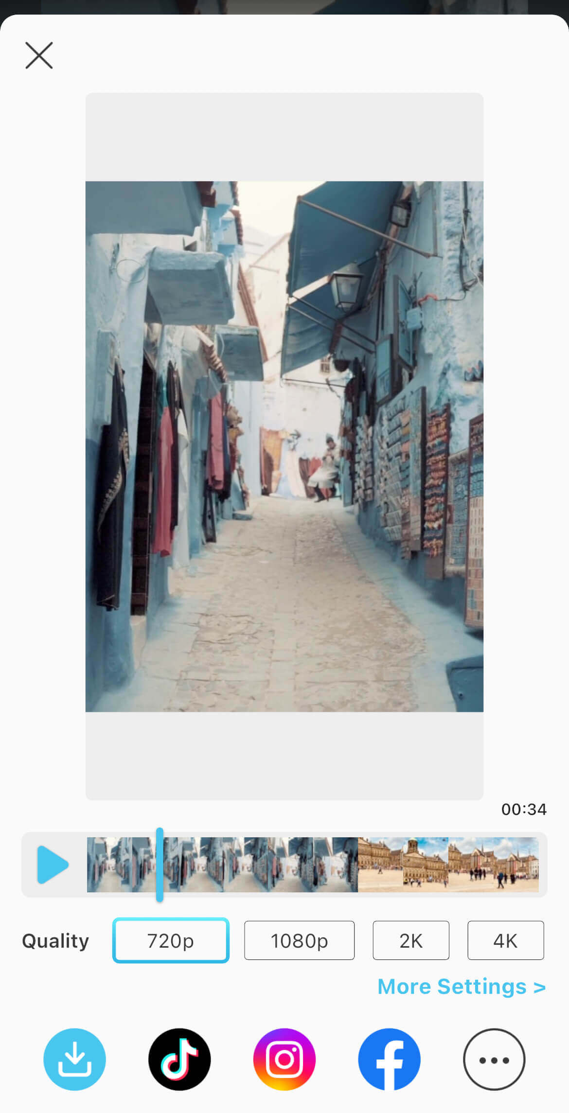 How to export and share combined videos from YouCam Video Screenshot showing YouCam Video export and share options for merged videos