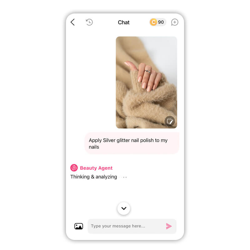 Simply upload a picture of your hand to try any winter nail idea you have in mind. Try on various Christmas nail colors on your hand to find your next favorite shade.