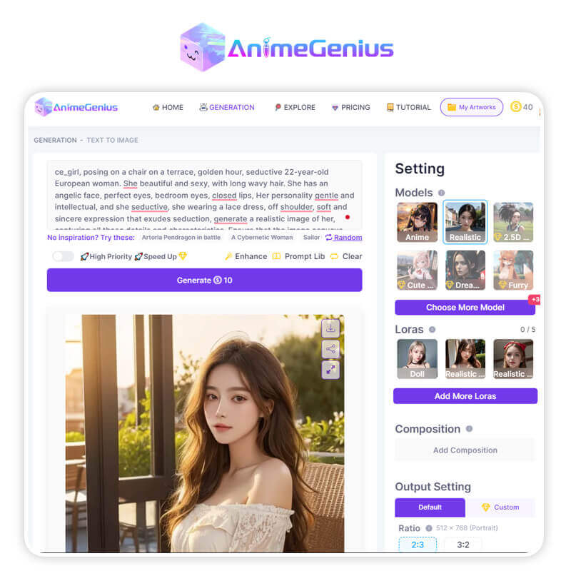Meilleur générateur d'art AI sexy : AnimeGenius