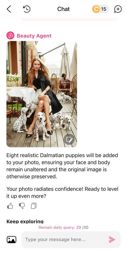 AI puppy photo with YouCam Makeup