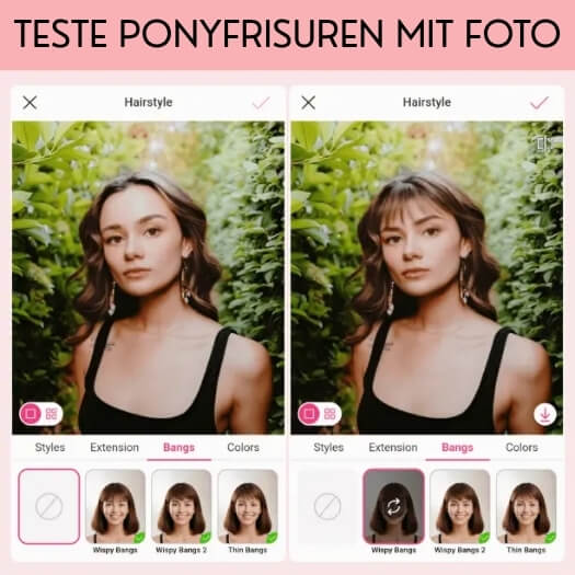 Probiere mit deinem Foto einen Pony an, indem du den Pony-Simulator von YouCam Makeup verwendest.