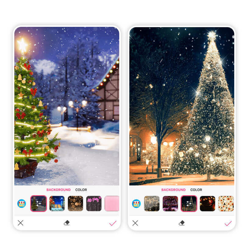 Add snowy Christmas tree backgrounds to your photos with the best Christmas background app
