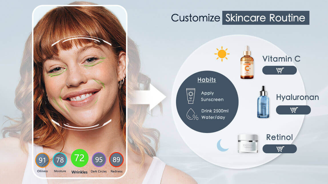 AI skin analysis can detect your skin and help to optimize your skincare routine.