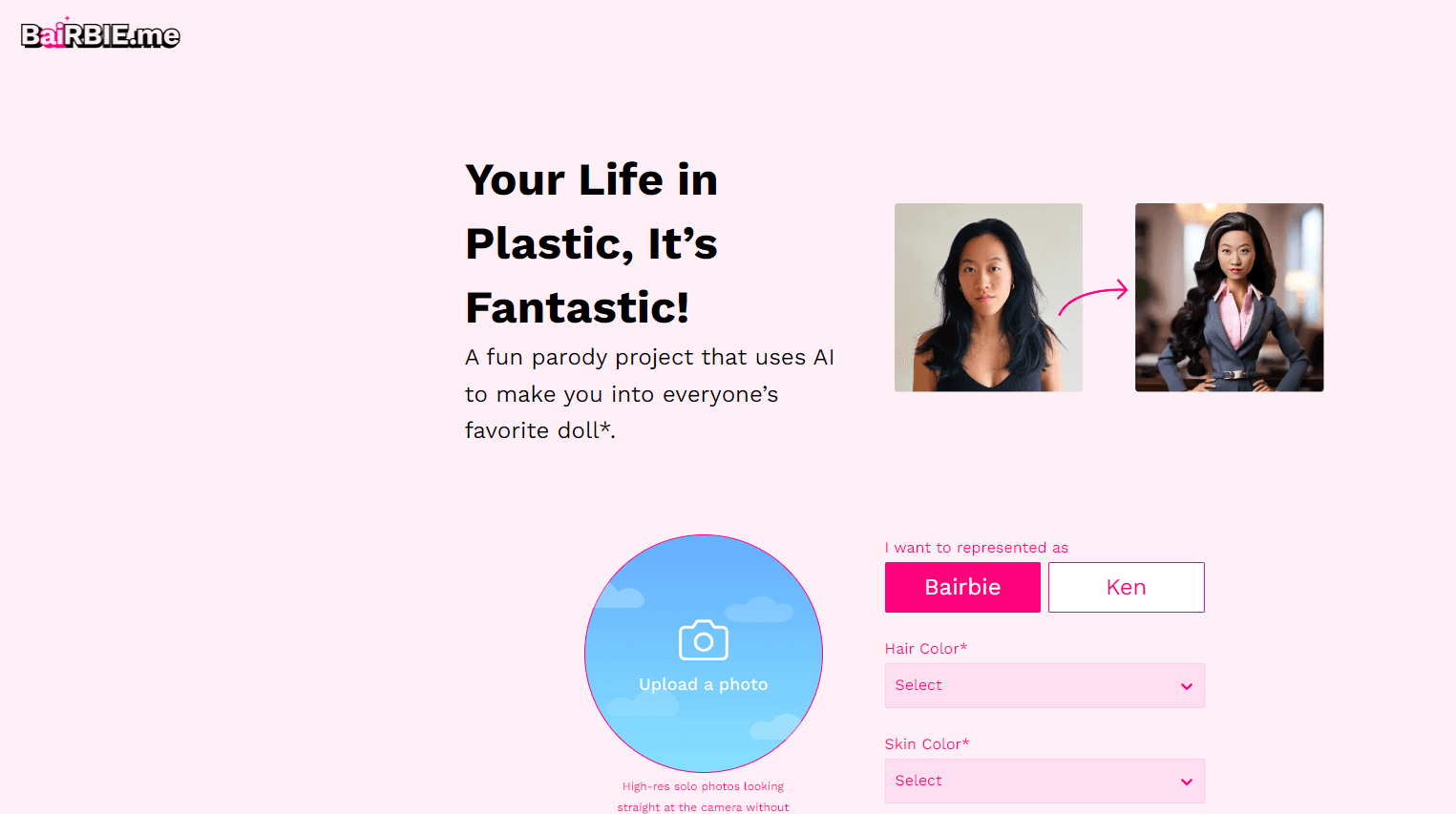 BaiRBIE.me AI Barbie Selfie Generator