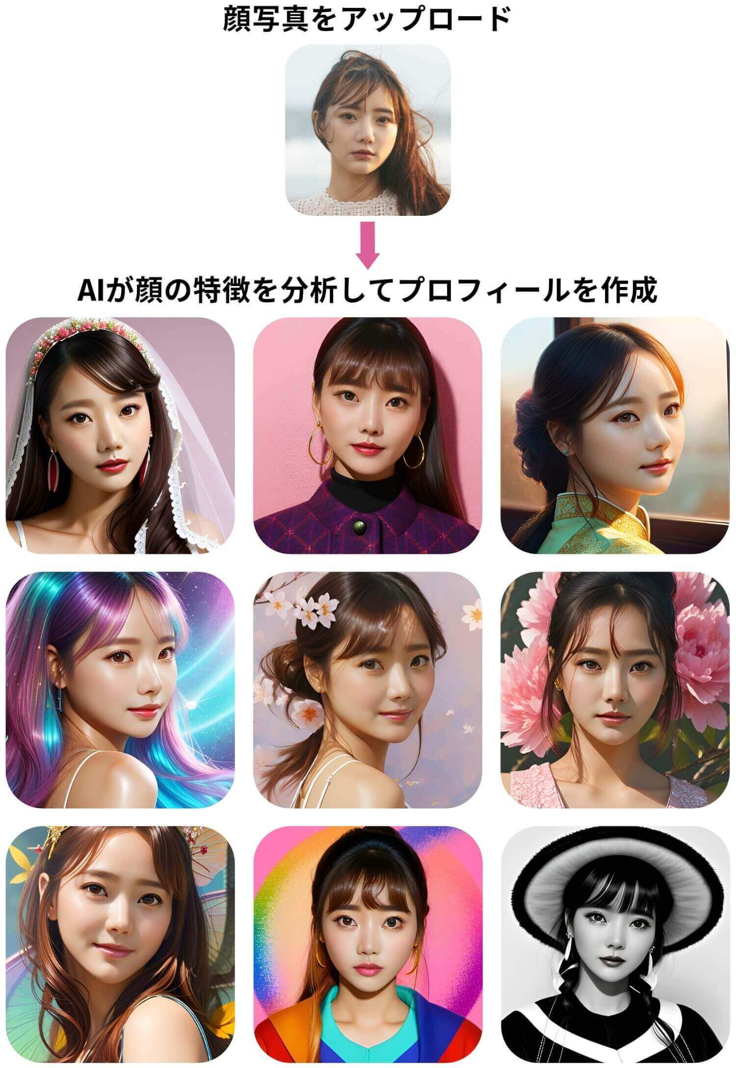 アプリで作成したAIプロフィール アプリで作成したAIプロフィール