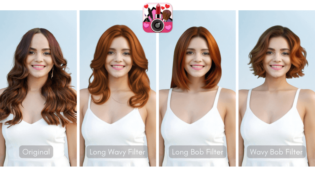 Vários filtros de corte de cabelo para testar com simulador de IA