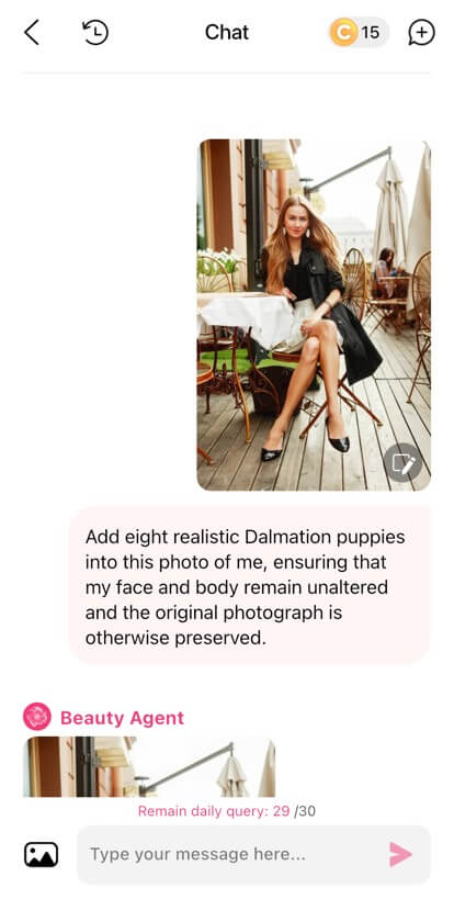 Upload your photo and enter your prompt for AI puppy photo