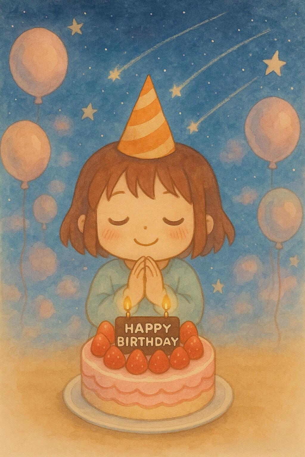 水彩風暖心許願流星圖案 生日祝福語金句-生日卡片製作App-生日快樂圖案免費下載