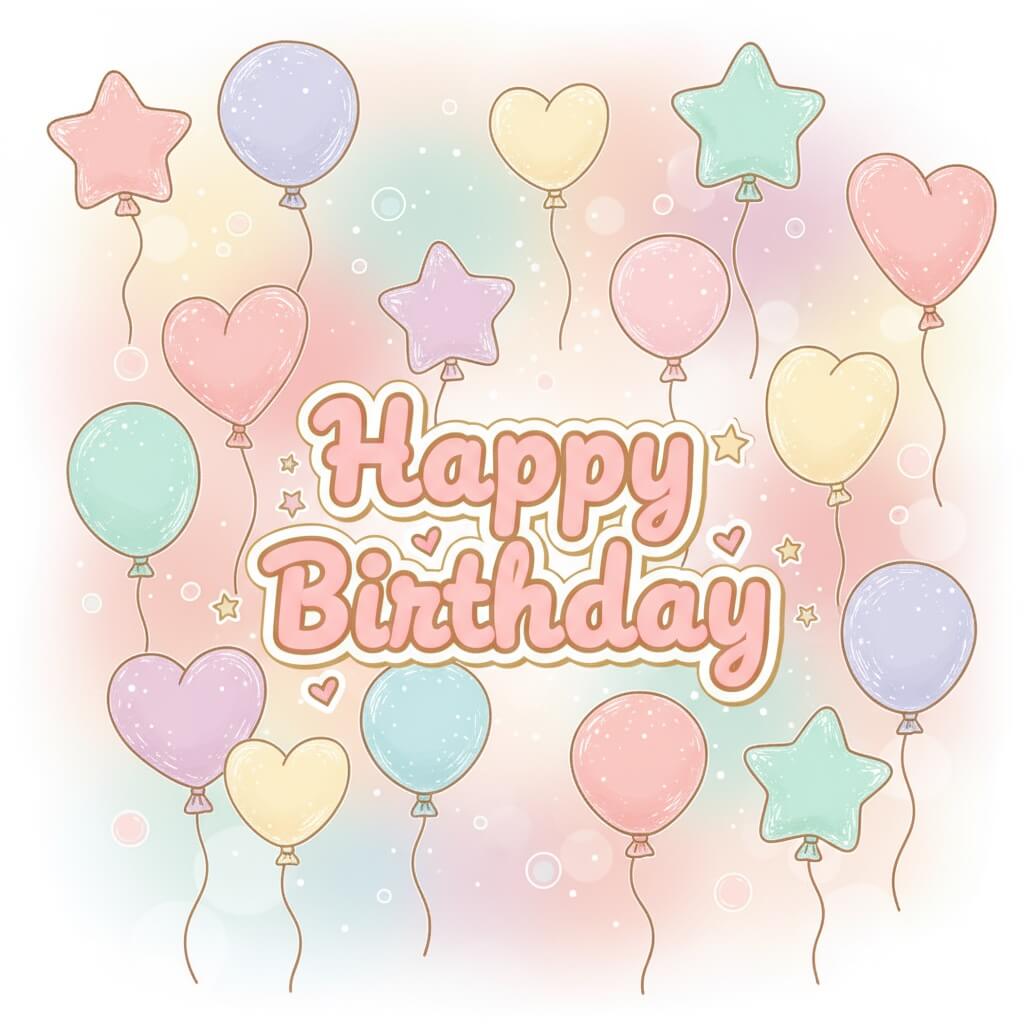 Q 版 Happy Birthday 氣球圖案 生日祝福語金句-生日卡片製作App-生日快樂圖案免費下載