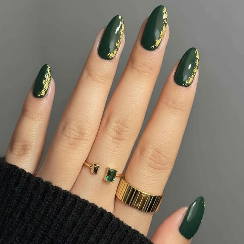 Pinecone green nails are very on-brand for winter. See if this Christmas nail color suits you with YouCam Makeup app try-on.