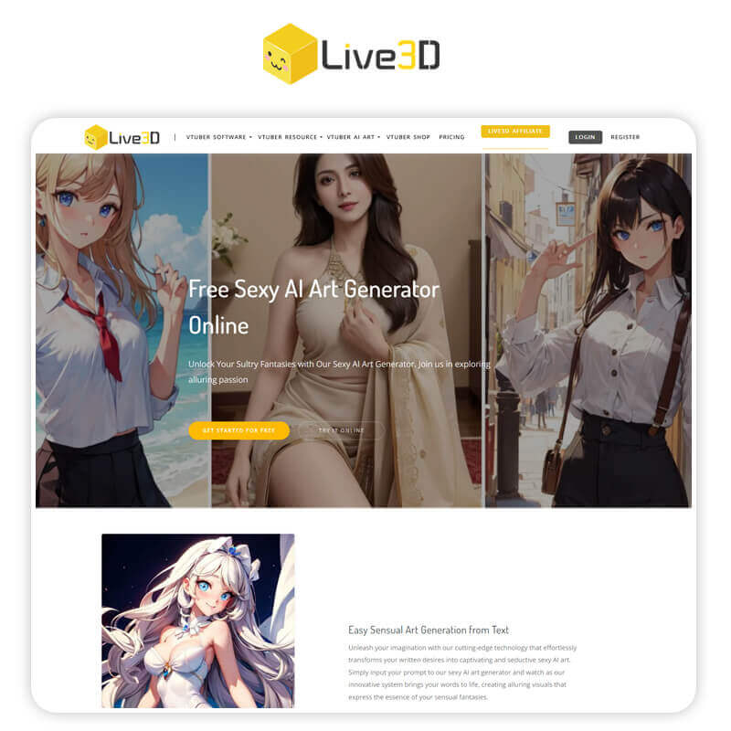 Meilleur générateur d'art AI sexy AI : Live3D