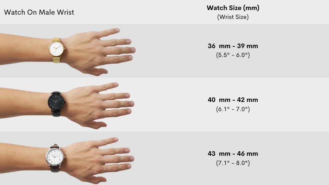 male watch size male watch size
