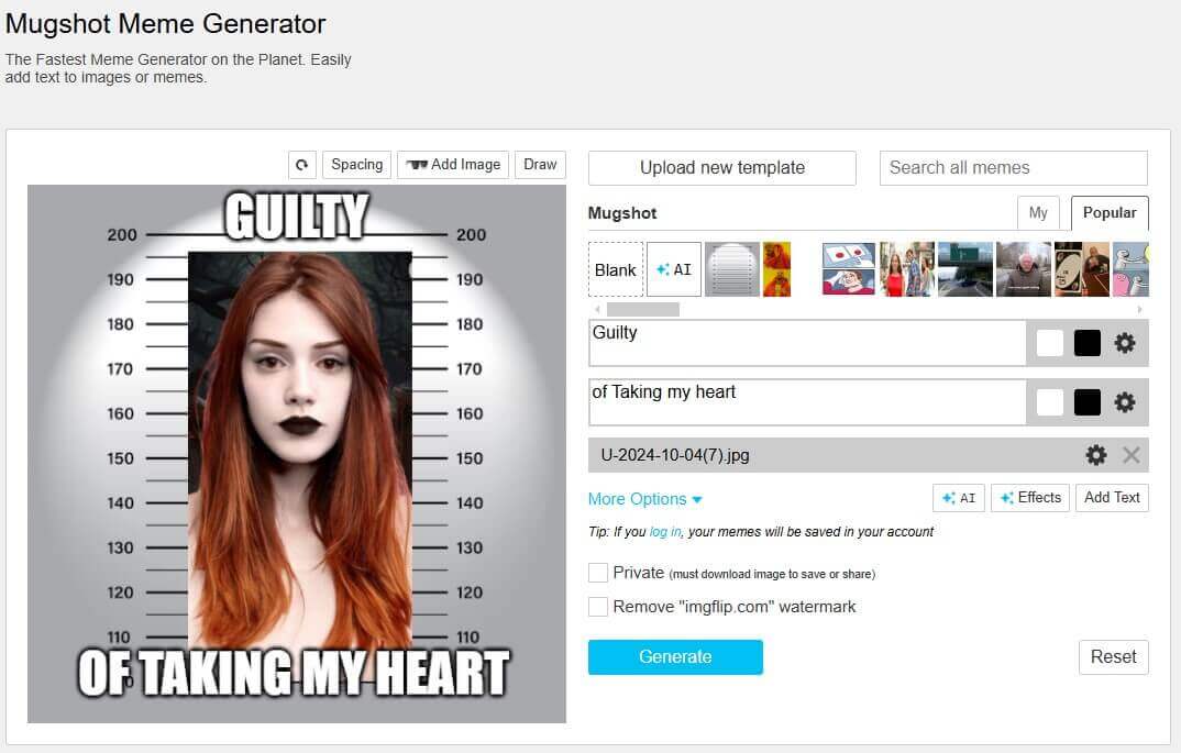 Mugshot Meme Generator