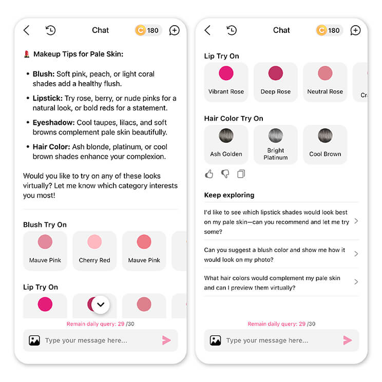 Check Your Result: the app automatically detects your skin color type and give you makeup suggestions. Check Your Result: the app automatically detects your skin color type and give you makeup suggestions.