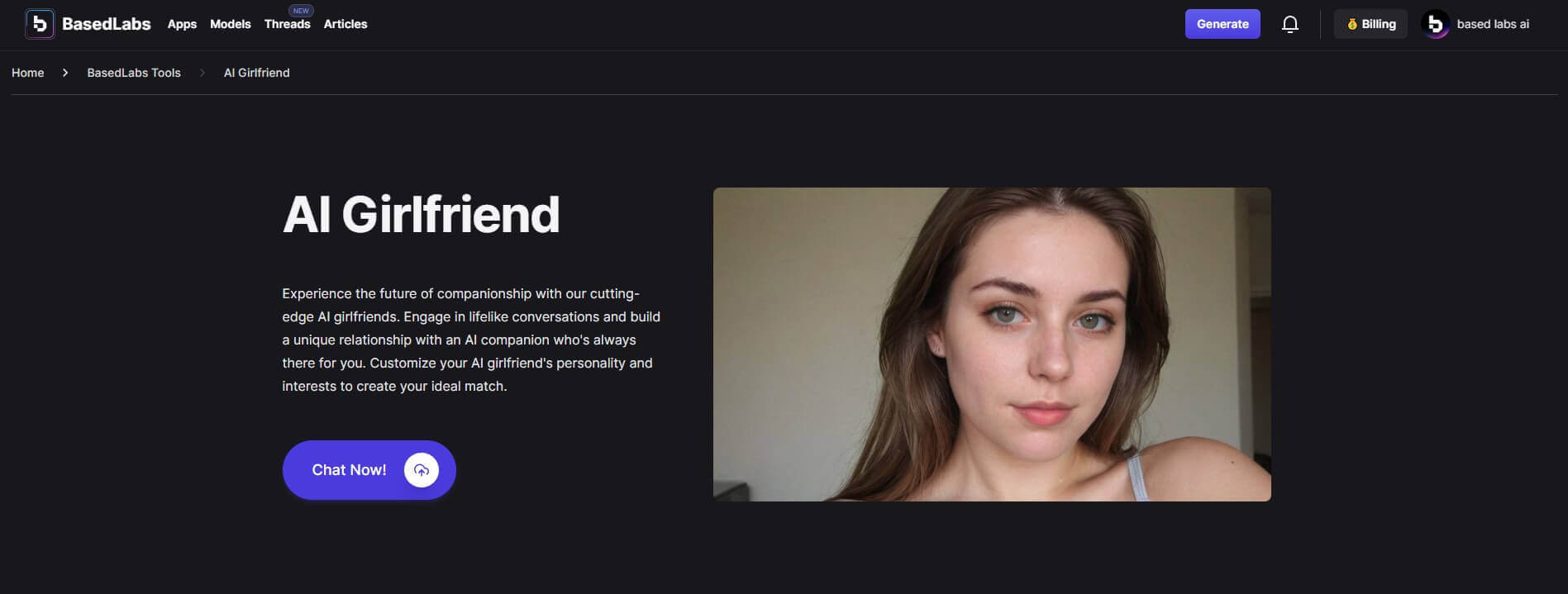 Best AI Girlfriend App for AI GF: BasedLabs