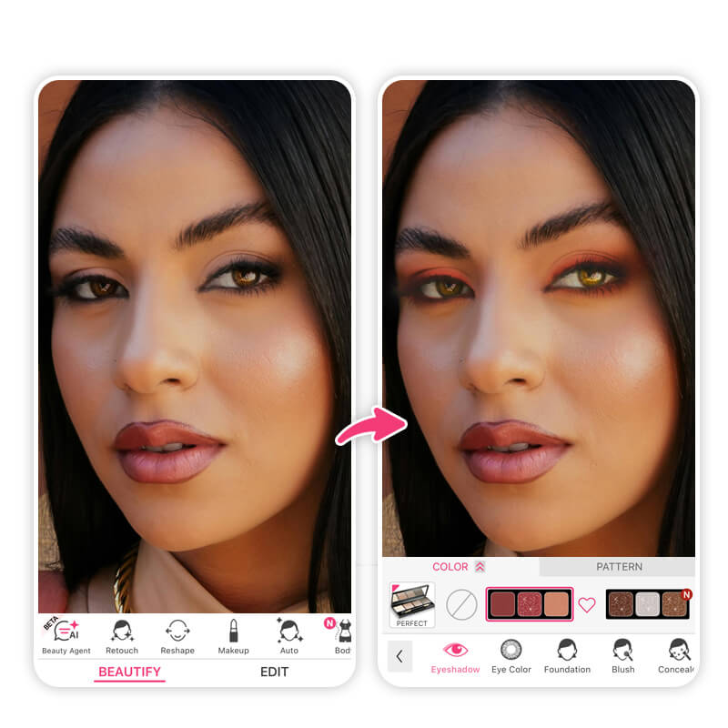 Try on eyeshadow palettes with YouCam Makeup