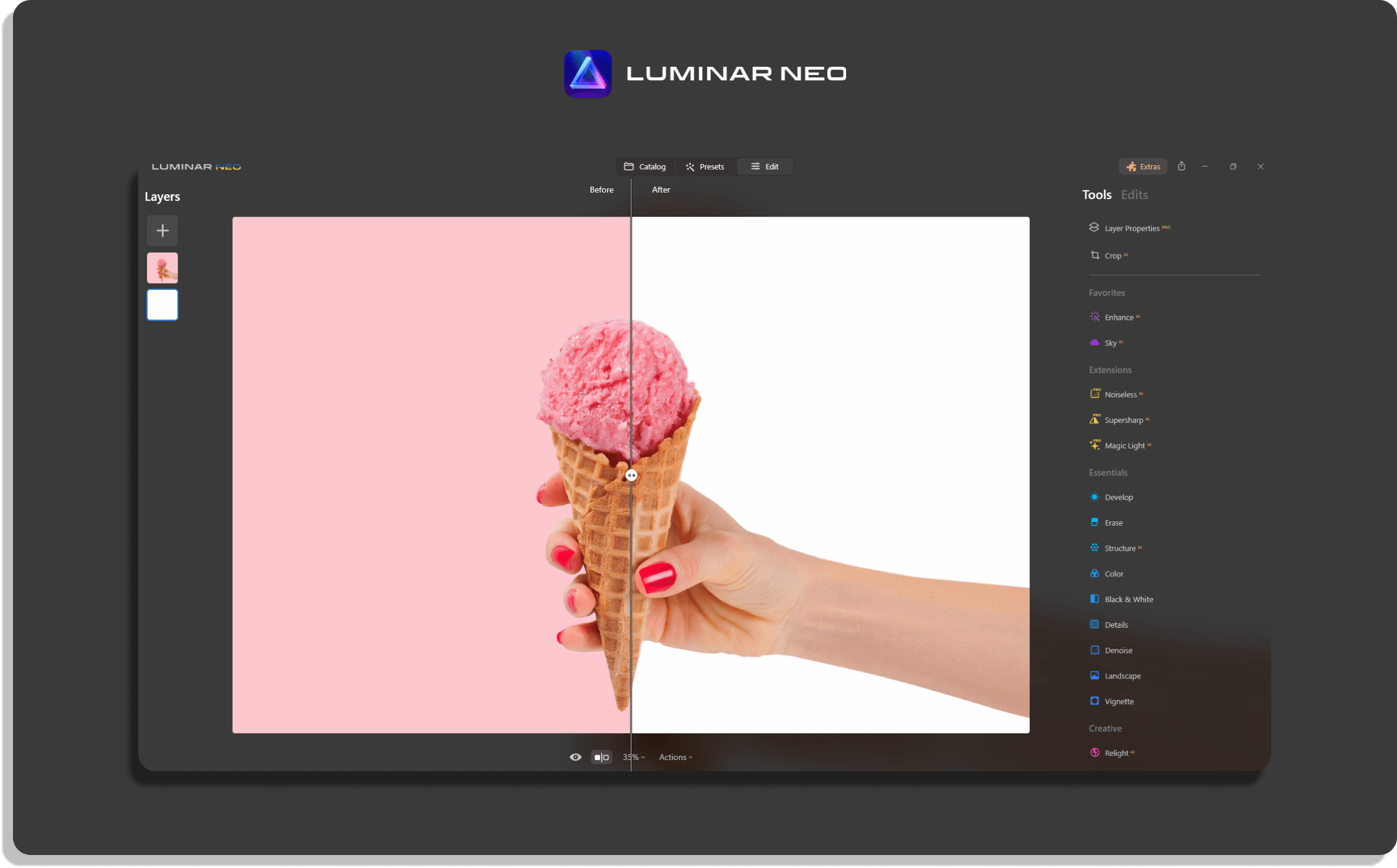 Conheça o editor com IA para fundo branco do Luminar Neo.