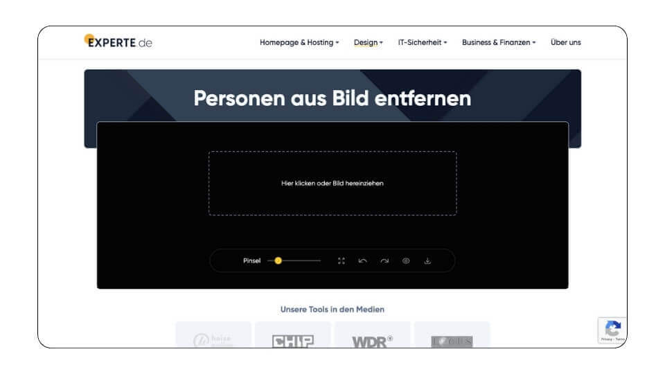 Screenshot des Online-Tools von Experte.de zum Entfernen von Objekten.