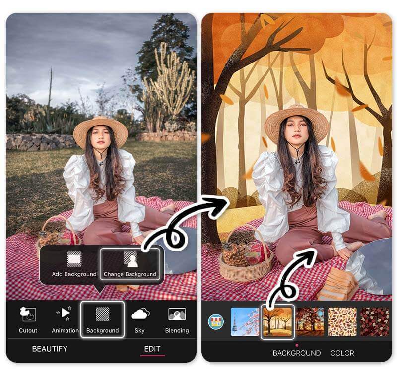 How to Add Free Realistic Fall leaves Backgrounds to Photos