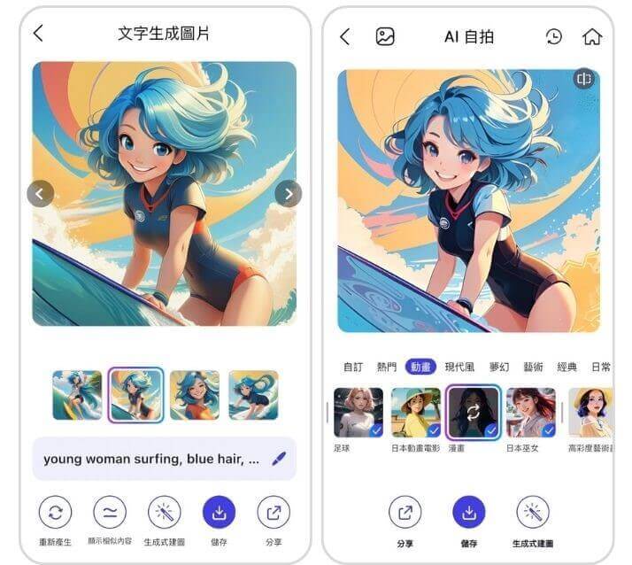 玩美 AI 繪圖評測結果圖