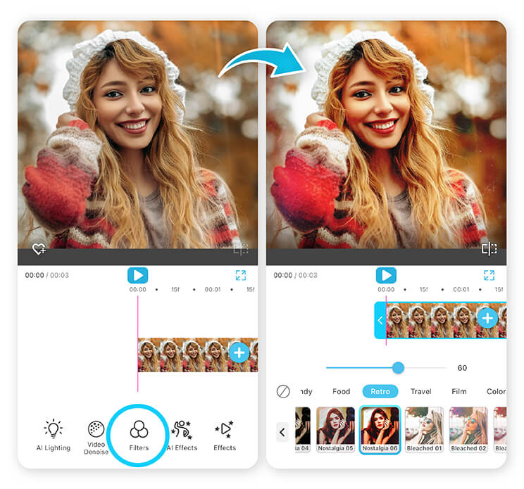 YouCam Video is the best video filter editor app. Make your clips pop with video filters in the YouCam Video app.