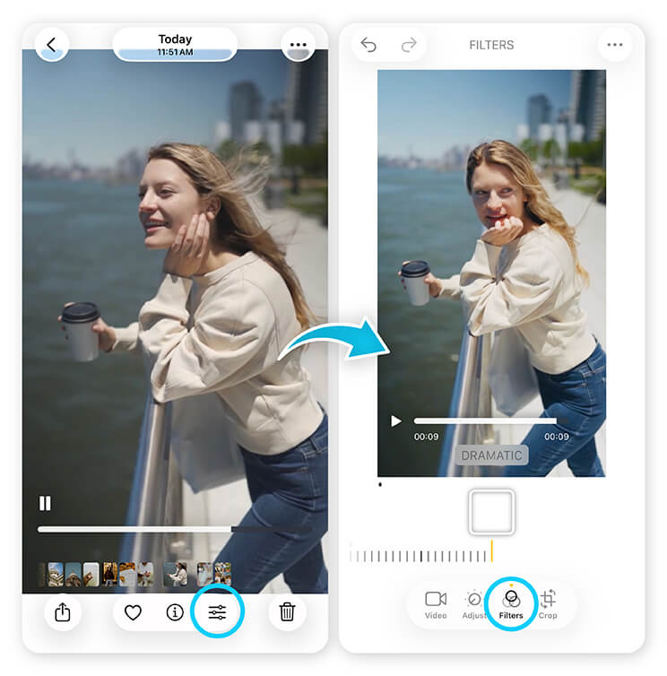 iPhone video filters are good for quick corrections or a light effect. You can try video filters on iPhone for basic video enhancement.
