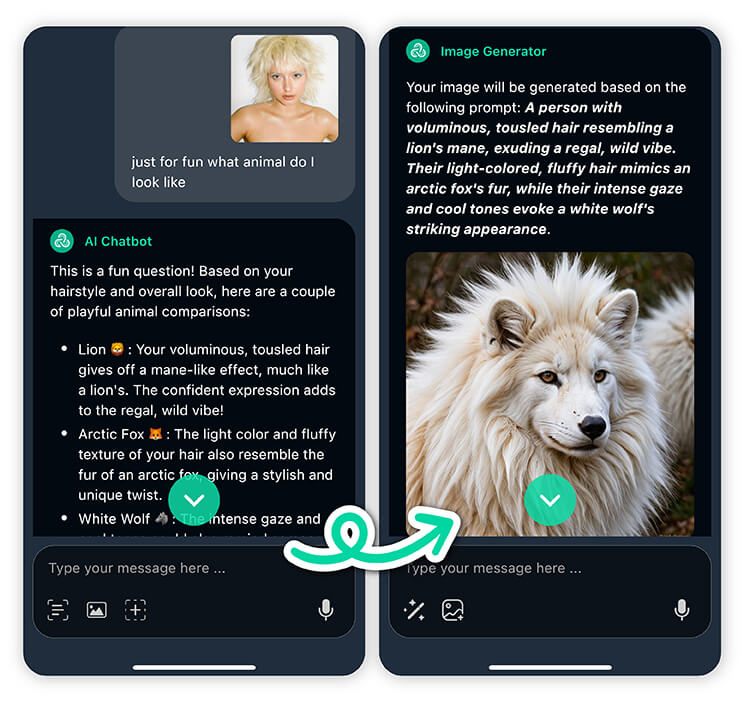 Use o YouCam AI Chat para ver que animal você parece