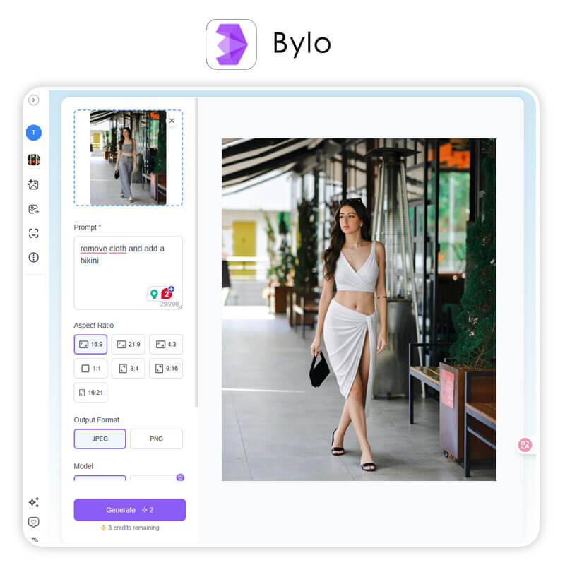 Bylo AI: Ai clothing remover feature
